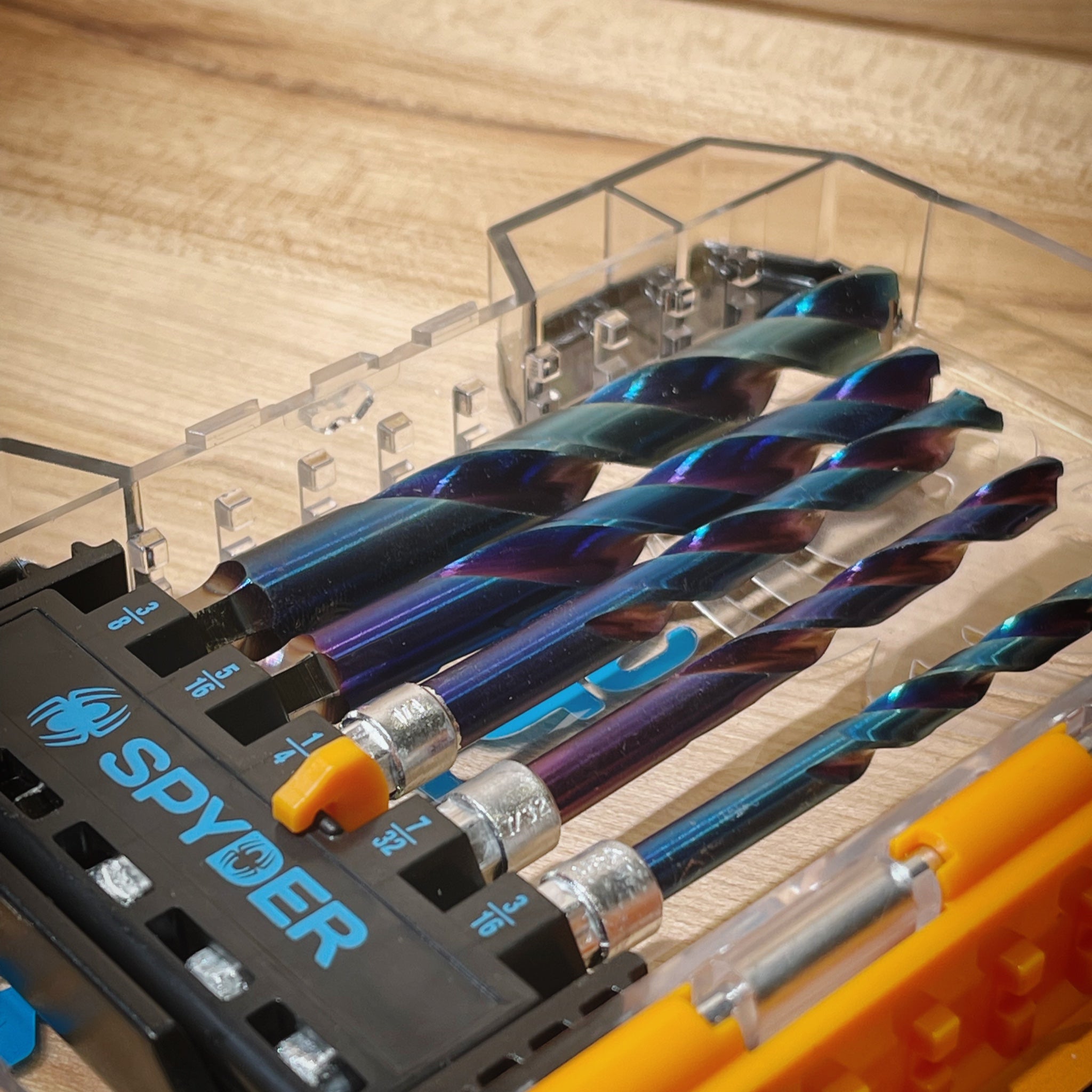 Spyder Mach Blue 10Piece Assorted Set Highspeed Steel Twist Drill Bi Tool Crate